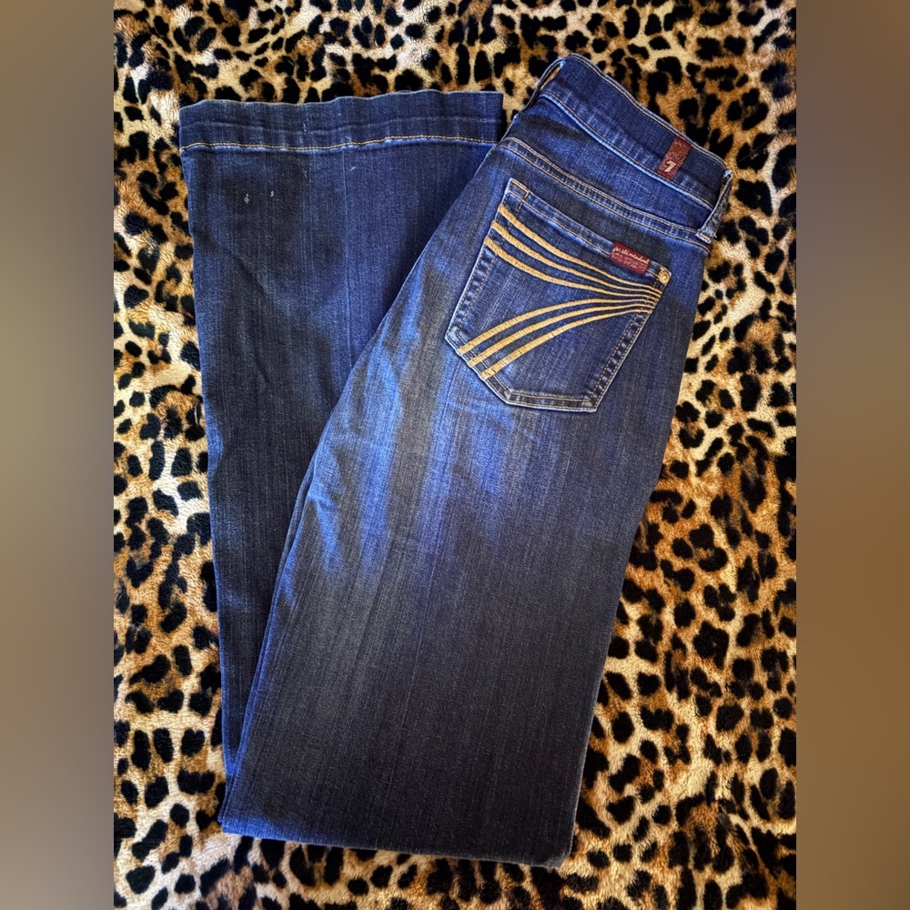 7 For All Mankind Dark Wash Brown Dojo Trouser Jeans size 28